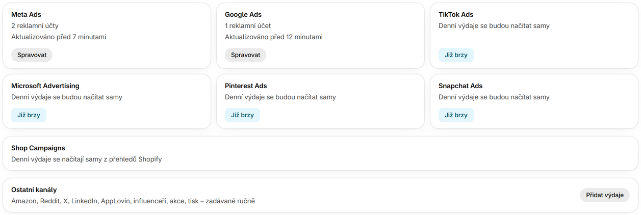 Připojte Meta Ads a Google Ads