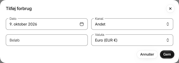 Indtast andre kanaler manuelt