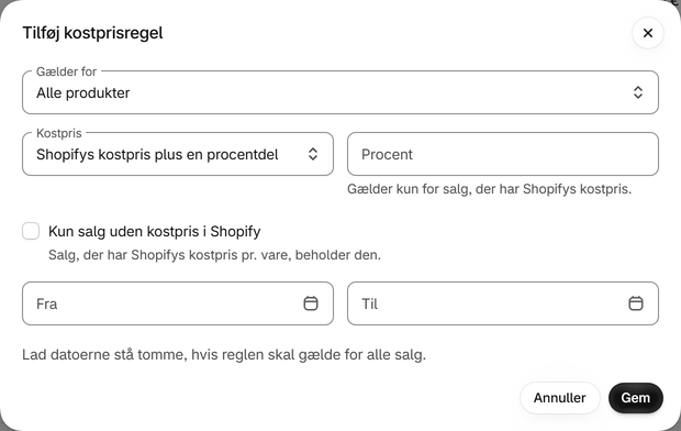 Dæk mange produkter med en regel