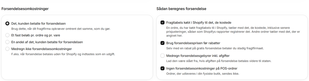 Fragtlabels købt i Shopify