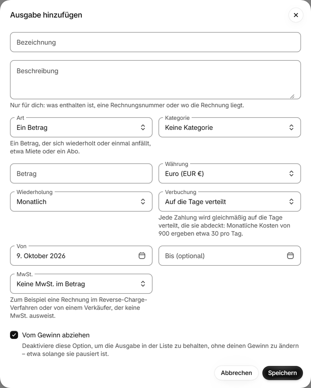 Ausgabe hinzufügen