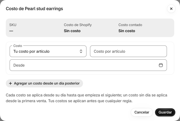 Dale a una variante tu propio costo
