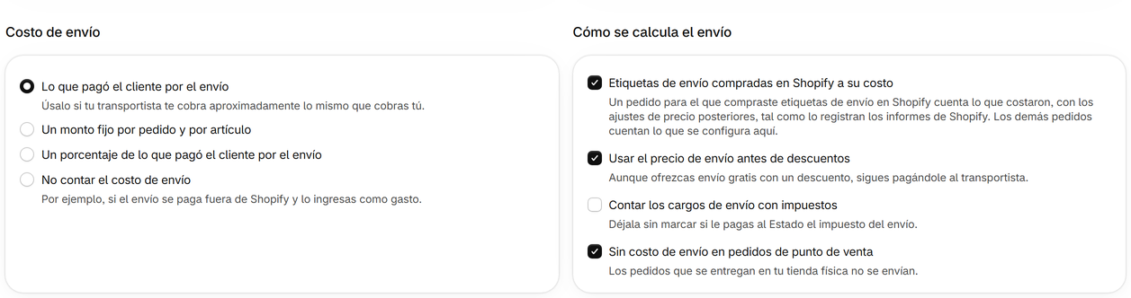 Etiquetas de envío compradas en Shopify