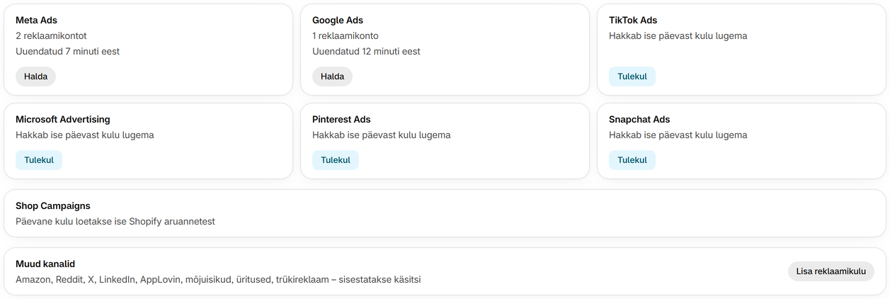 Ühenda Meta Ads ja Google Ads