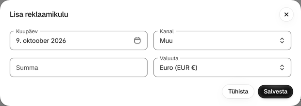 Sisesta muud kanalid käsitsi