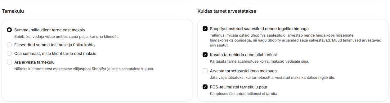 Shopifyst ostetud saatesildid