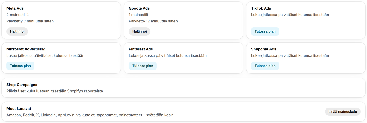 Yhdistä mainostilisi
