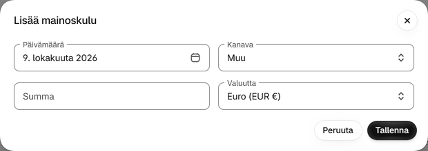 Syötä muut kanavat käsin