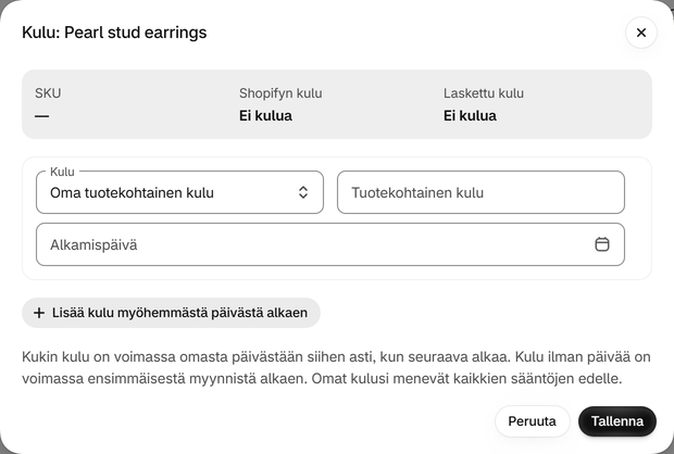 Anna versiolle oma kulu