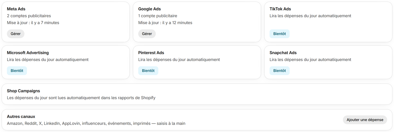 Connectez vos comptes publicitaires