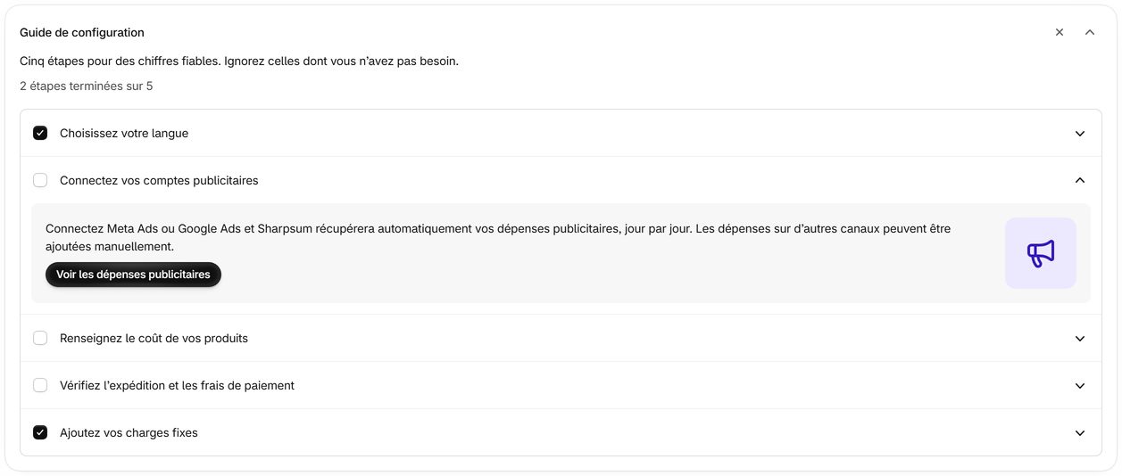 Ouvrez le guide de configuration