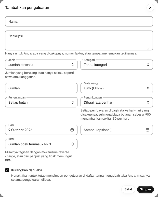 Tambahkan pengeluaran