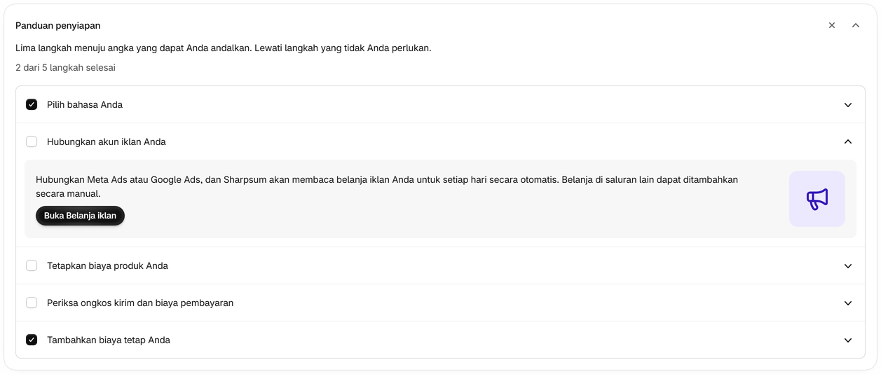Buka panduan penyiapan