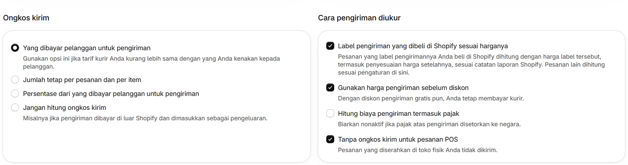 Label pengiriman yang dibeli di Shopify