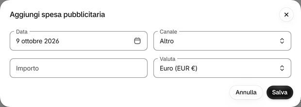 Inserisci a mano gli altri canali