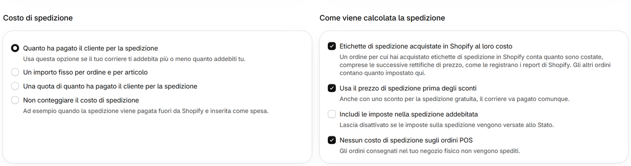 Etichette di spedizione acquistate in Shopify