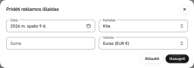 Kitus kanalus įveskite rankiniu būdu