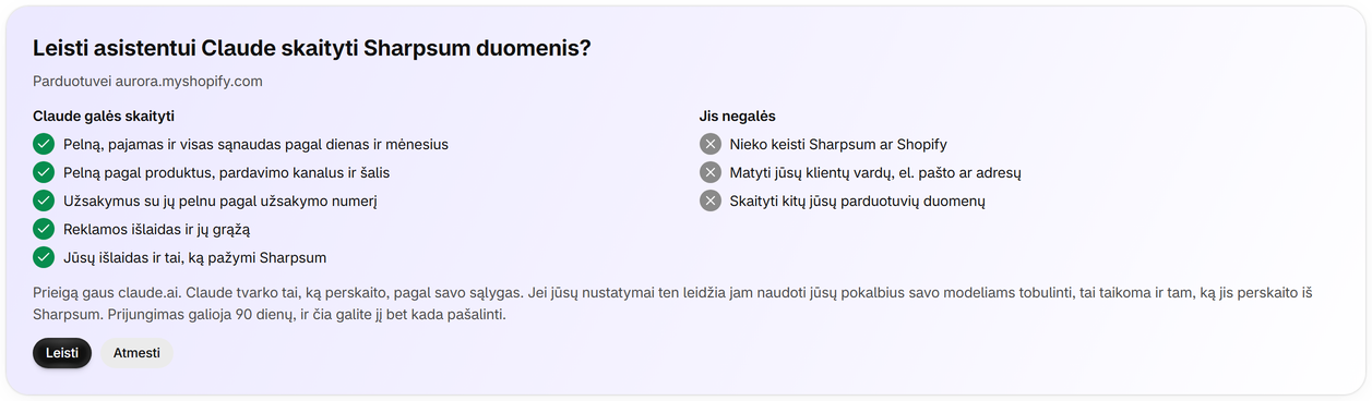 Patvirtinkite asistentą Sharpsum
