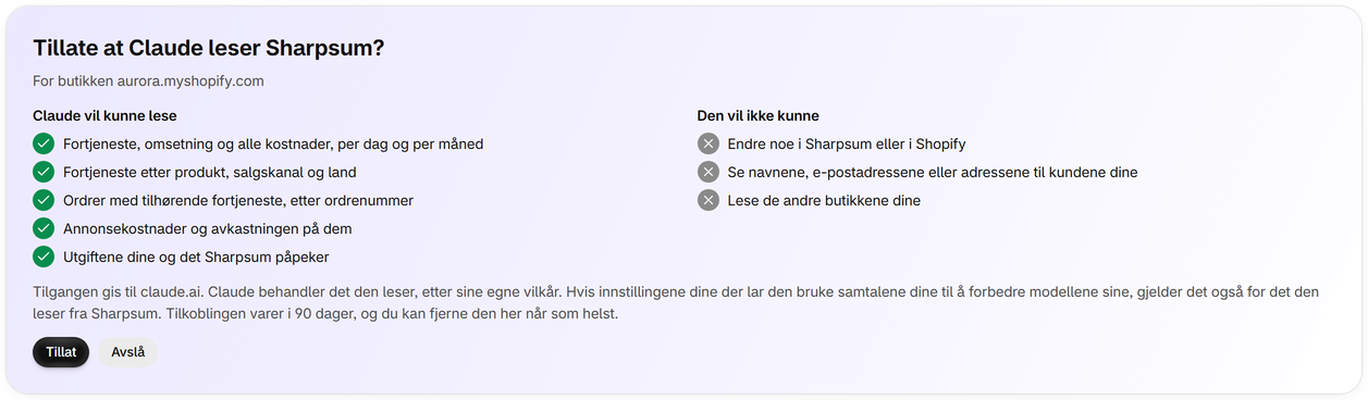 Tillat den i Sharpsum