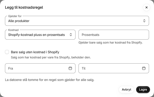 Dekk mange produkter med en regel