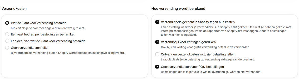 Verzendlabels gekocht in Shopify