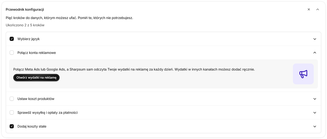 Otwórz przewodnik konfiguracji