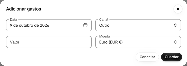 Introduza os outros canais manualmente