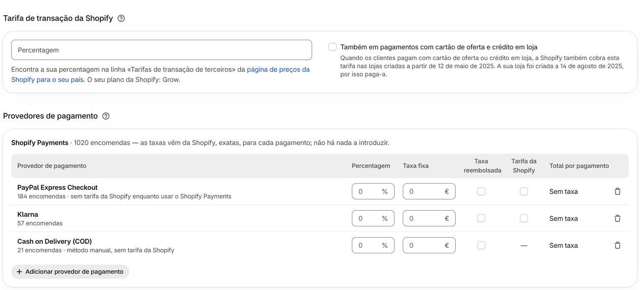 Taxas de pagamento