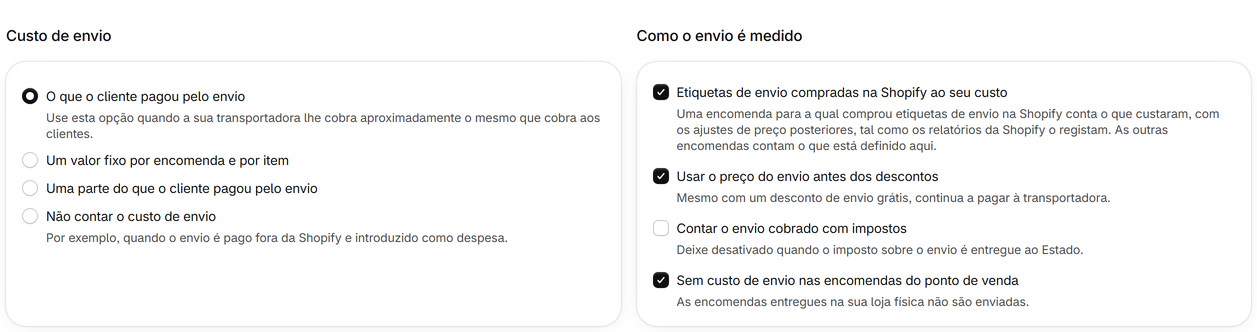Etiquetas de envio compradas na Shopify