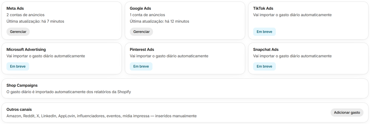 Conecte o Meta Ads e o Google Ads