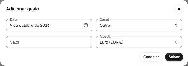 Insira os outros canais manualmente