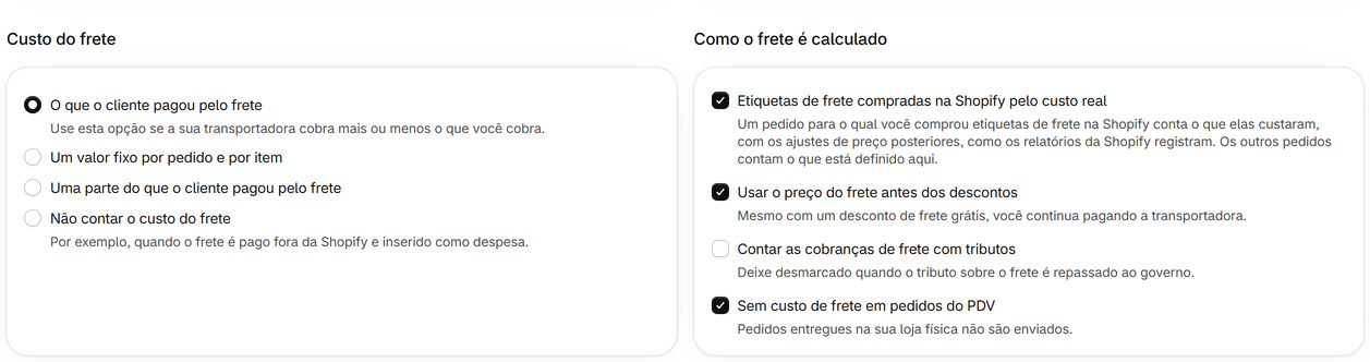Etiquetas de frete compradas na Shopify