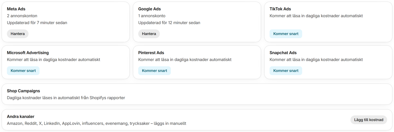 Anslut dina annonskonton