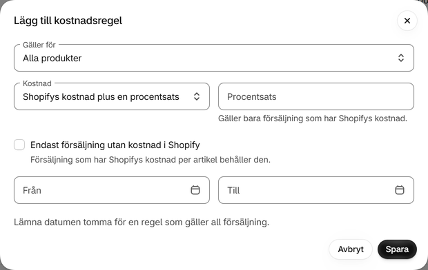 Täck många produkter med en regel