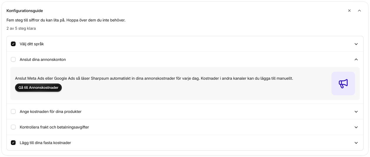 Öppna konfigurationsguiden