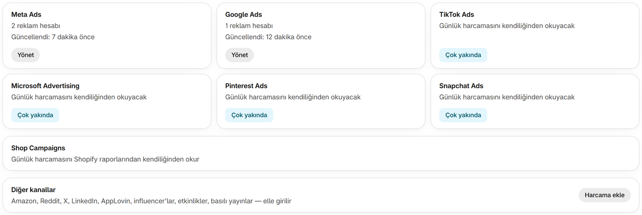 Reklam hesaplarınızı bağlayın