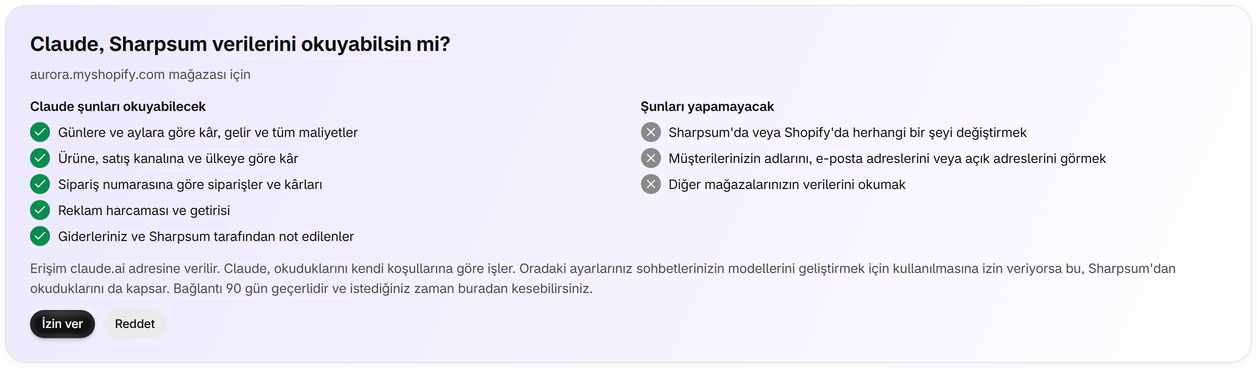 Sharpsum'da izin verin